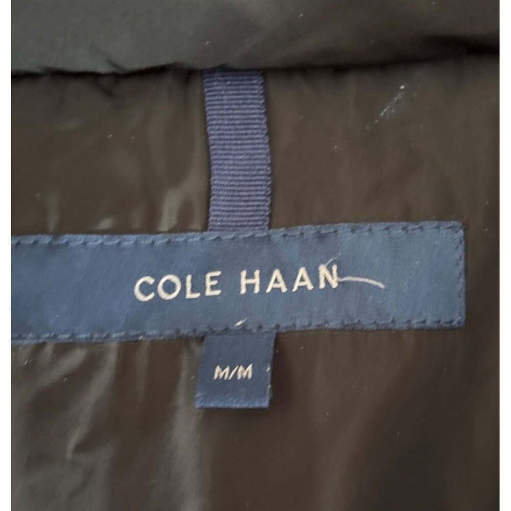 Cole Haan Coat Womens Med Black Puffer Quilted Down Zip Pockets Hooded - Picture 3 of 9